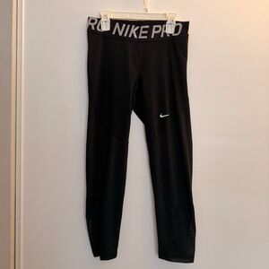 Nike Women Mesh Panel Black Leggings Size M